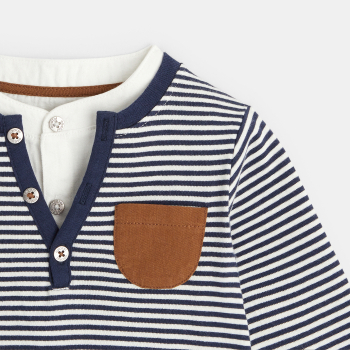 تيشيرت تونسي مخطط باللون الأزرق للأولاد الصغار